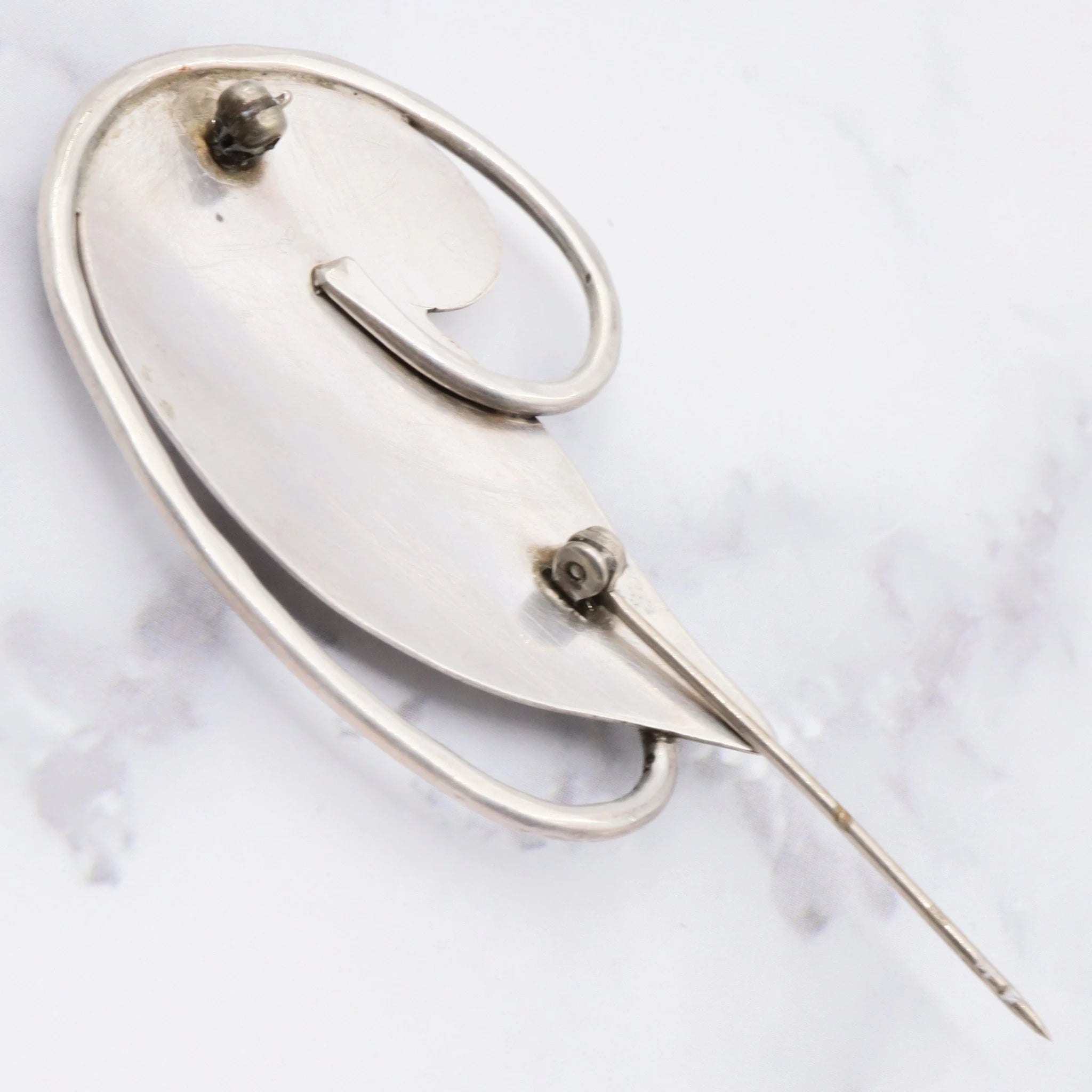 Antique arts and craft period sterling/enamel abstract brooch